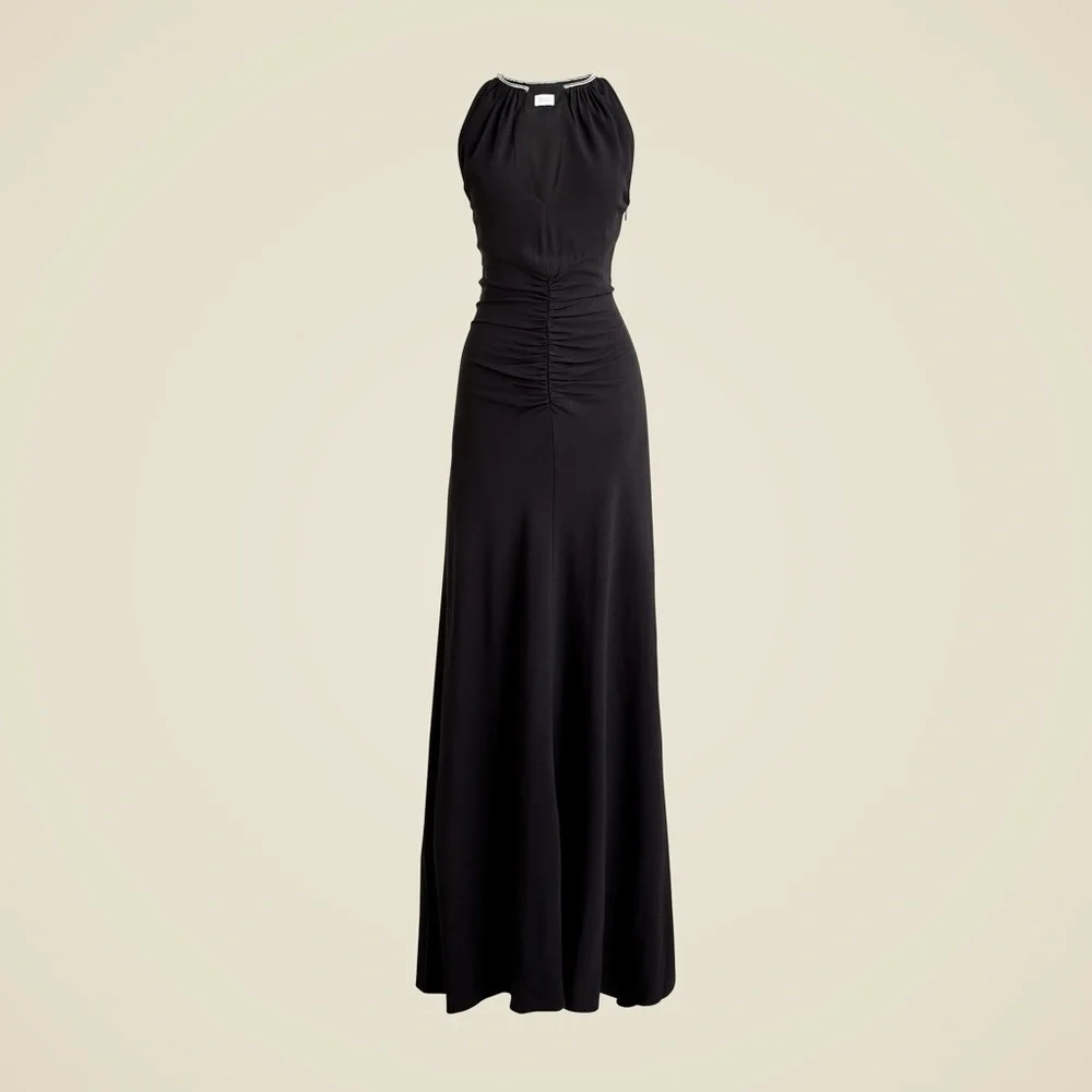 J. Crew Women’s Full-length Embellished Ruched Dress CD510 Size 4 In Black NWT